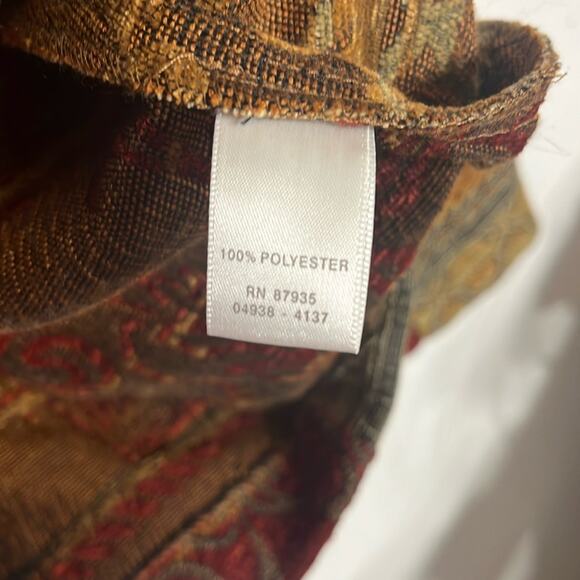 Womens Woven Tapestry Jacket XL Full Zip Thanksgiving Metallic Art Autumn Fall - Picture 8 of 10